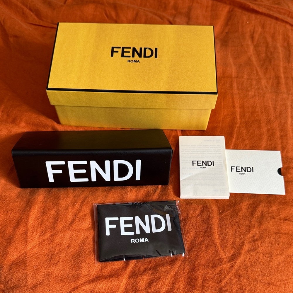 Fendi Yellow Box with Black Fendi Case and Accessories
